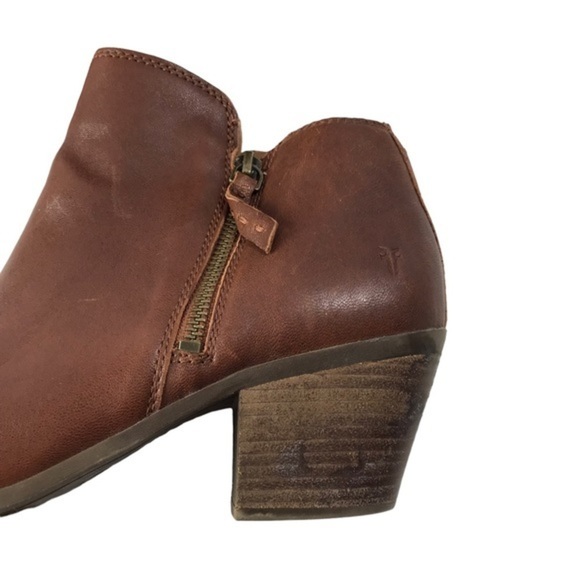 Frye Brown Leather Judith Zip Ankle Boots women’s size 10 - Picture 5 of 10